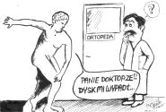 Rysunek satyryczny czarno-biały 